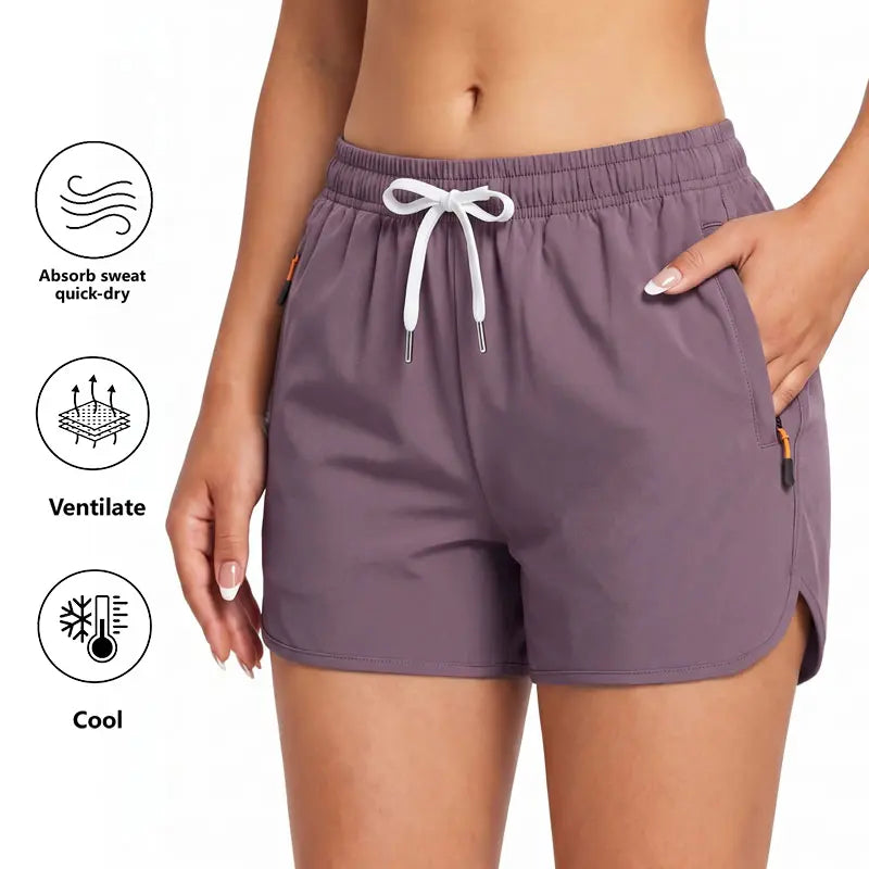 LIFE KEEPS MOVING Women’S Summer Lightweight High-Stretch Shorts，3/1Pack—European/American Running Shorts, Athletic Casual Yoga Shorts, Beach Shorts; Supportive Casual Sports Shorts; Versatile for Everyday Wear and Commuting.