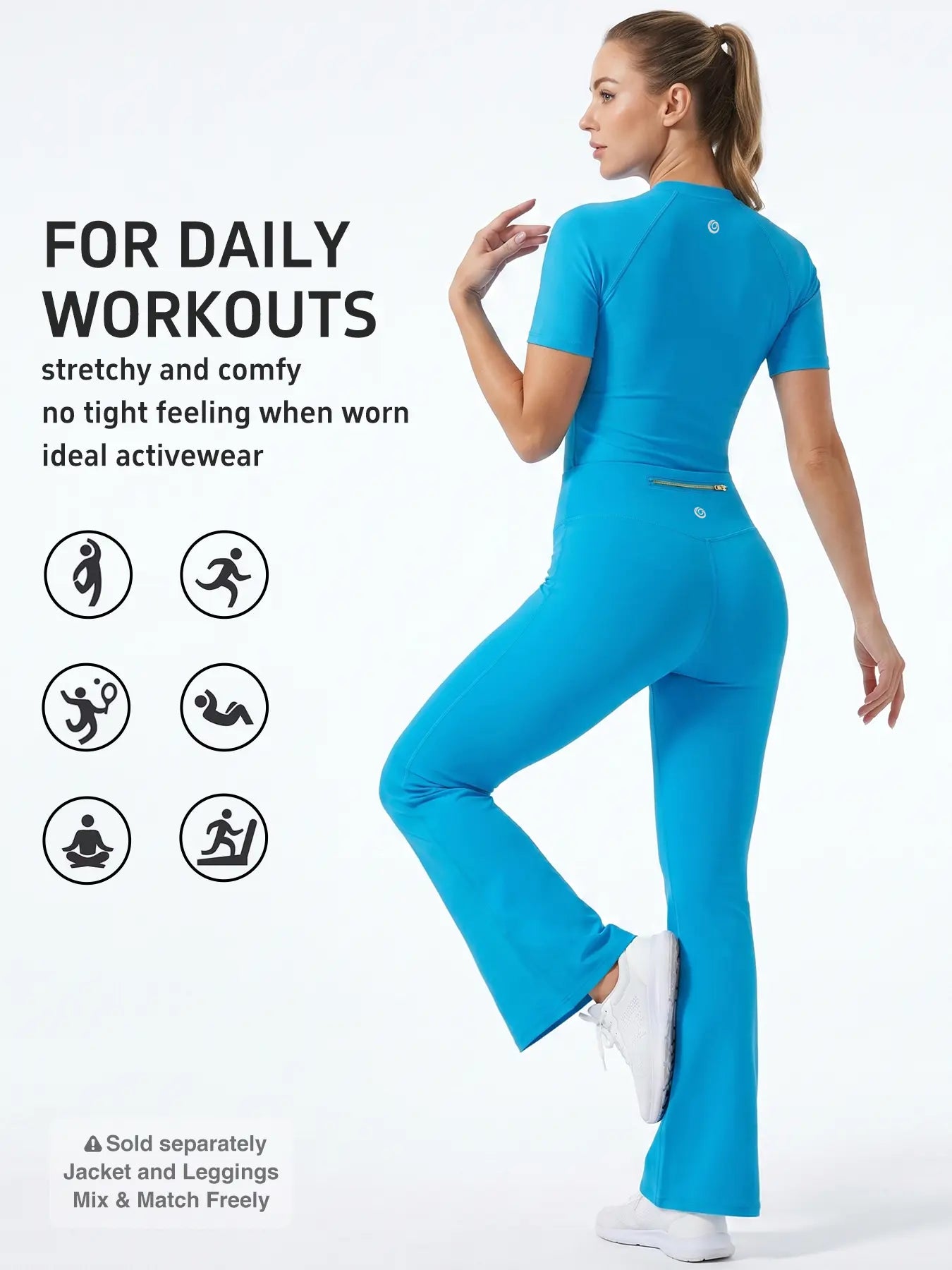 Uncia Active Activewear Women'S Sports Sweat Suit, Moisture-Wicking 2 Pcs Set with Raglan Sleeve Top and High-Waist Flared Pants for Gym Yoga, Women'S Gym Wear, Workout