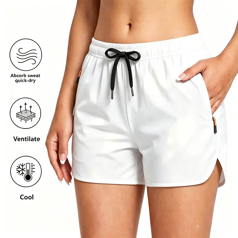 LIFE KEEPS MOVING Women’S Summer Lightweight High-Stretch Shorts，3/1Pack—European/American Running Shorts, Athletic Casual Yoga Shorts, Beach Shorts; Supportive Casual Sports Shorts; Versatile for Everyday Wear and Commuting.